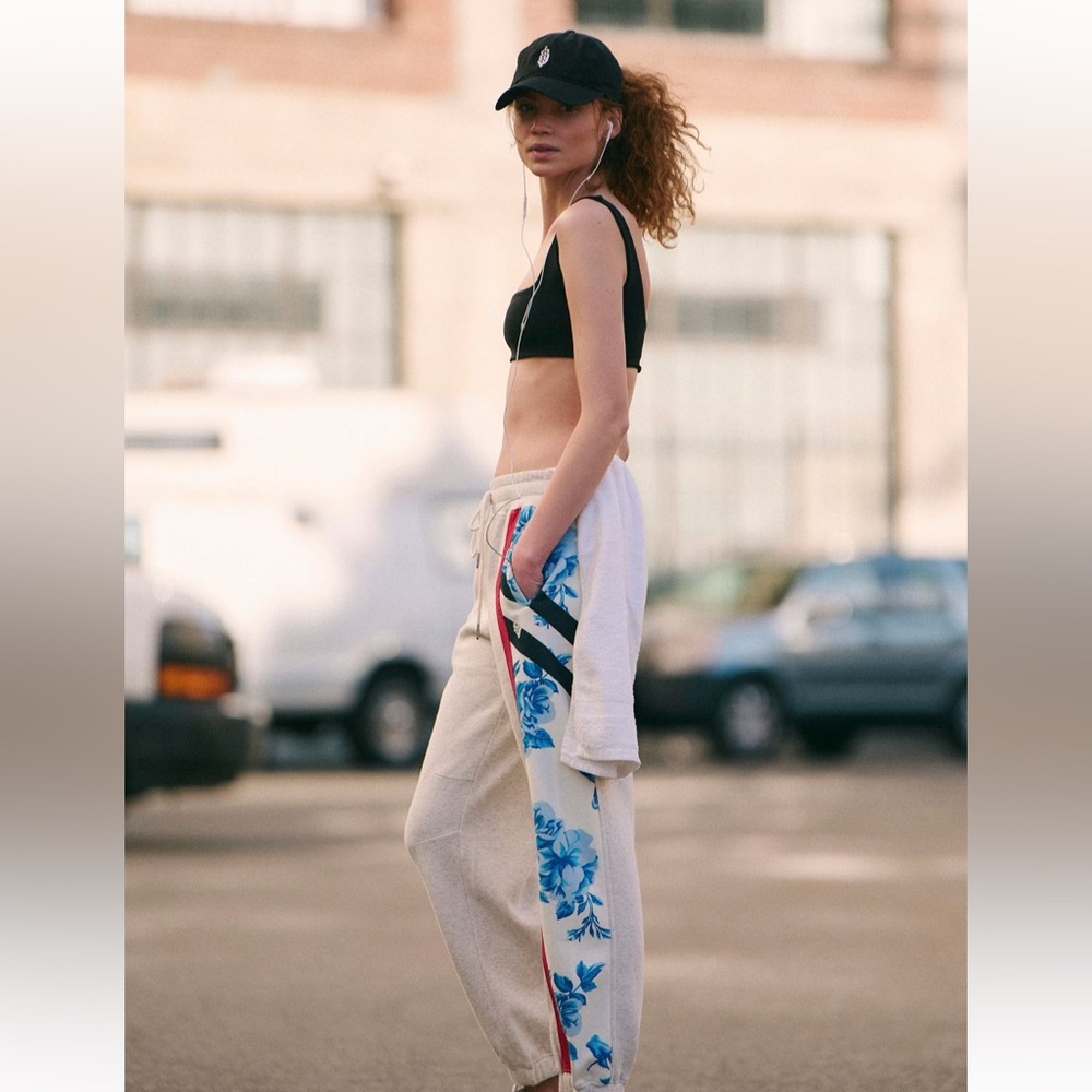 Free People Movement Print Sprint Finish Pants - Ivory Toile Combo
